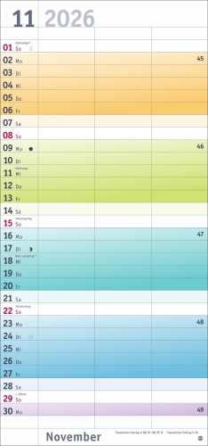 Bunte Wochen Planer für 2026