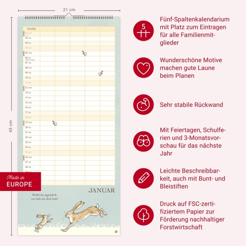 Weißt du eigentlich, wie lieb ich dich hab? Familienplaner 2026