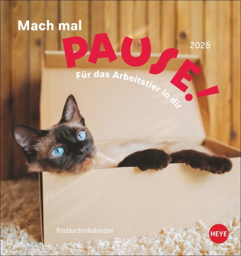 Mach mal Pause Postkartenkalender Katzen 2026