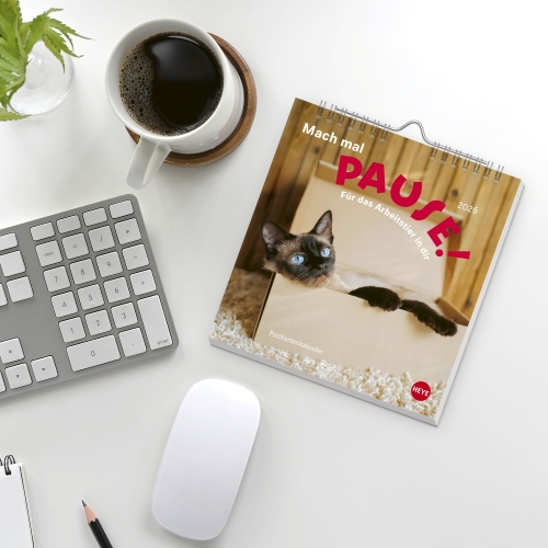 Mach mal Pause Postkartenkalender Katzen 2026
