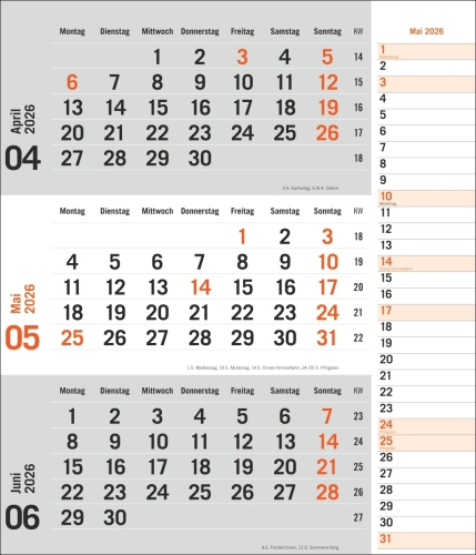 times&more 3-Monatsplaner, orange 2026