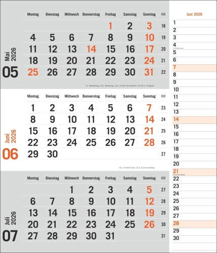 times&more 3-Monatsplaner, orange 2026