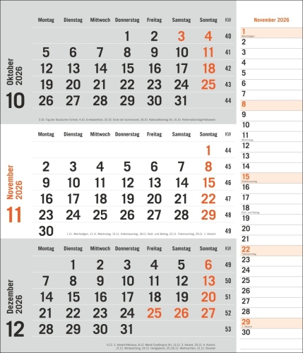 times&more 3-Monatsplaner, orange 2026