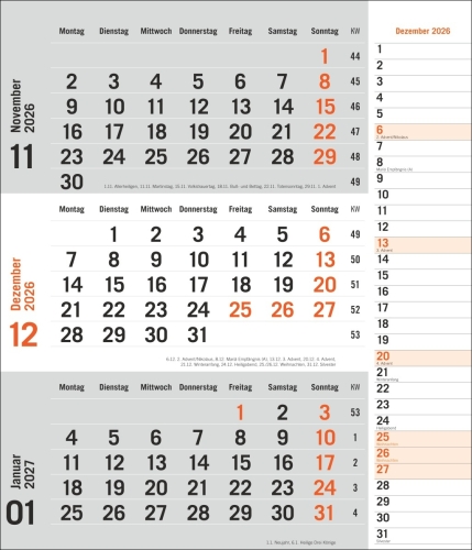 times&more 3-Monatsplaner, orange 2026