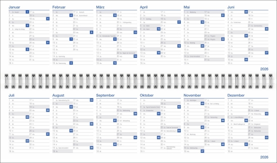 Wochenquerplaner, blau 2026