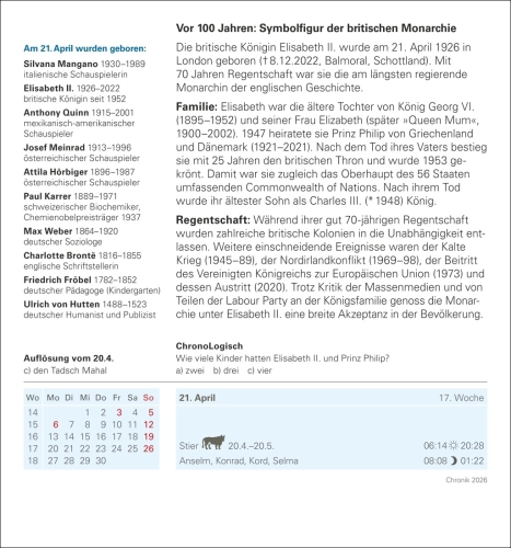 Chronik Tagesabreißkalender 2026