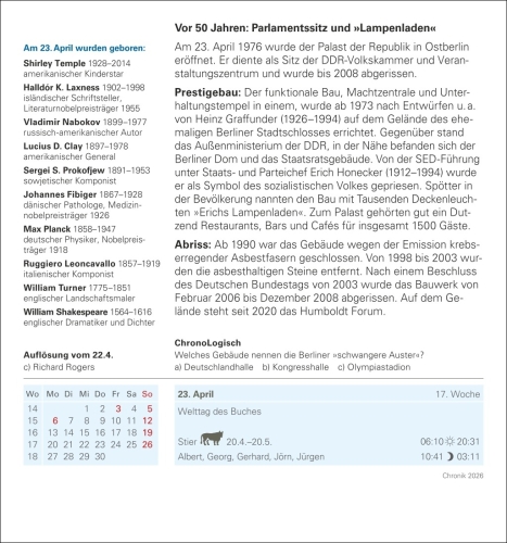 Chronik Tagesabreißkalender 2026