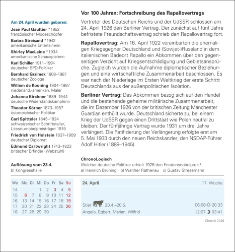 Chronik Tagesabreißkalender 2026