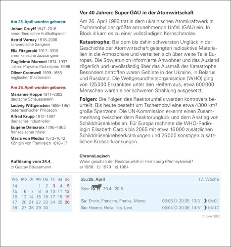 Chronik Tagesabreißkalender 2026
