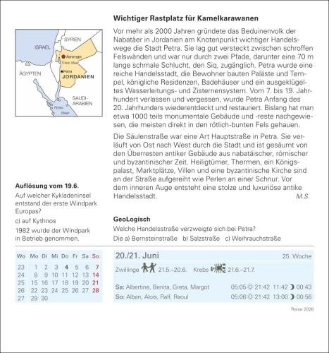 Reise Tagesabreißkalender 2026