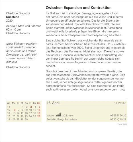 Kunst Tagesabreißkalender 2026