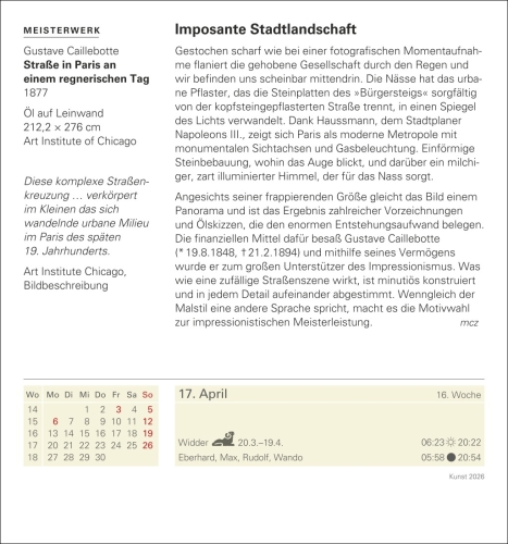 Kunst Tagesabreißkalender 2026