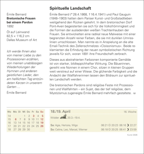 Kunst Tagesabreißkalender 2026