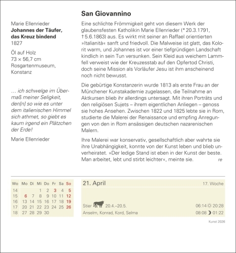 Kunst Tagesabreißkalender 2026