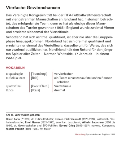 Englisch Sprachkalender 2026