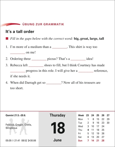 Englisch Sprachkalender 2026