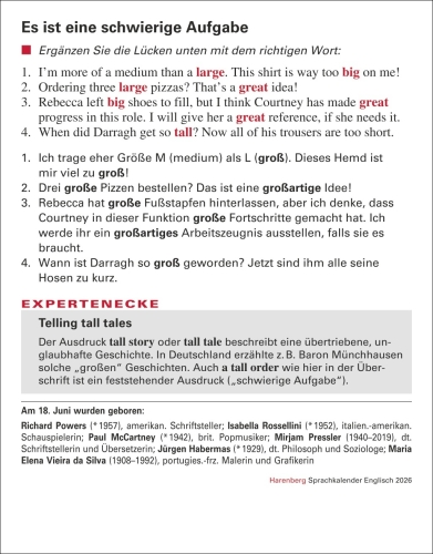 Englisch Sprachkalender 2026