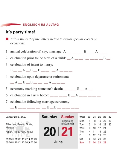 Englisch Sprachkalender 2026