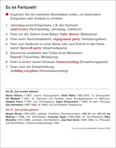 Englisch Sprachkalender 2026