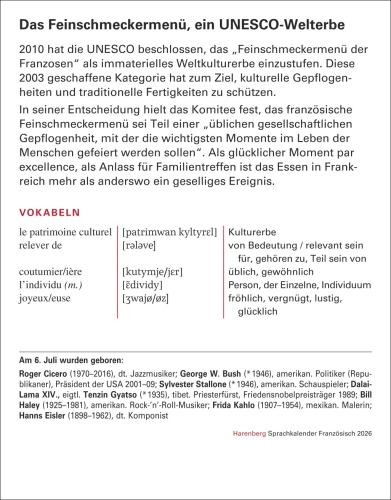 Französisch Sprachkalender 2026