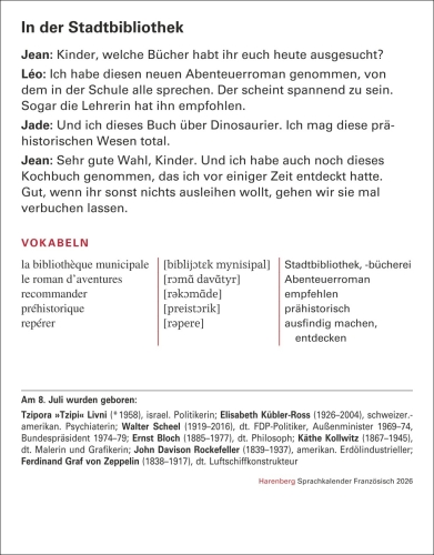Französisch Sprachkalender 2026