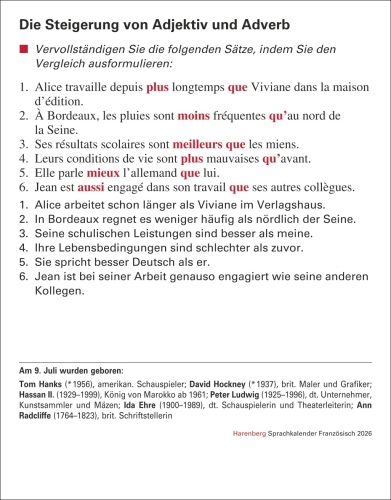 Französisch Sprachkalender 2026