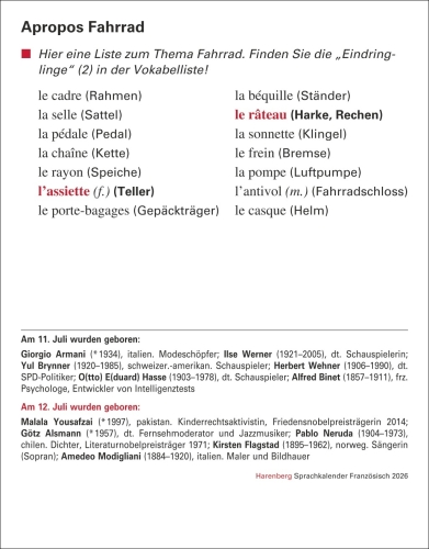 Französisch Sprachkalender 2026