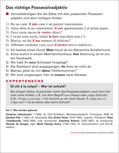Italienisch Sprachkalender 2026