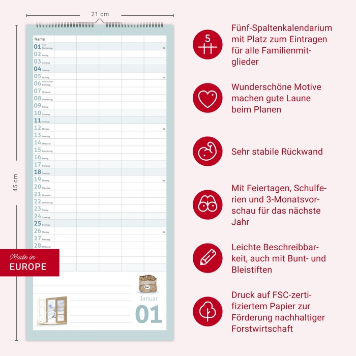 times&more Schaffner Familienplaner 2026