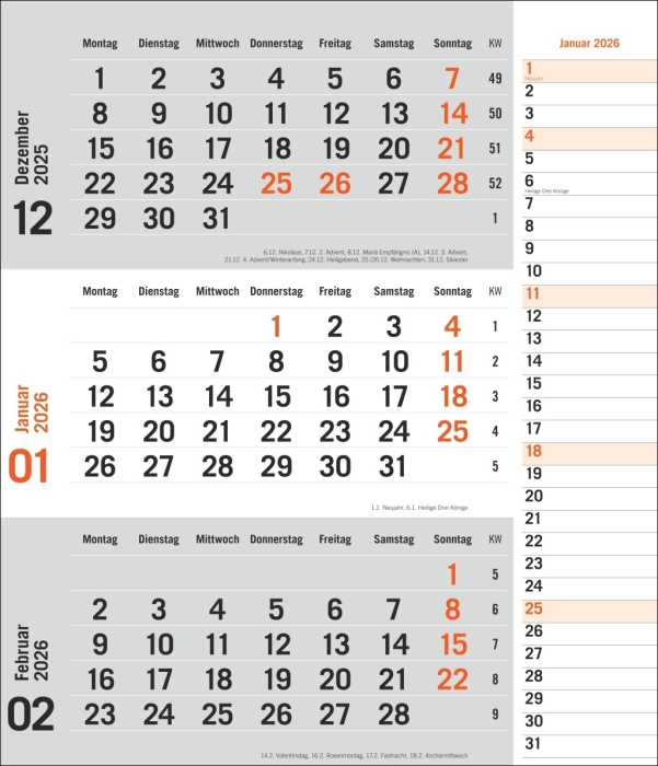 times&more 3-Monatsplaner, orange 2026