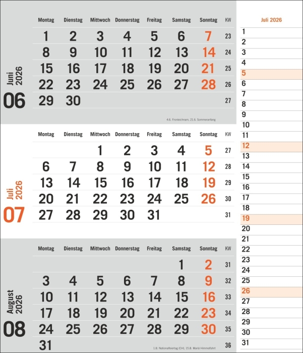 times&more 3-Monatsplaner, orange 2026