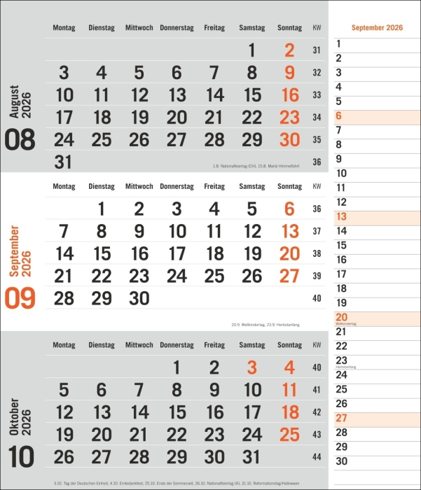 times&more 3-Monatsplaner, orange 2026