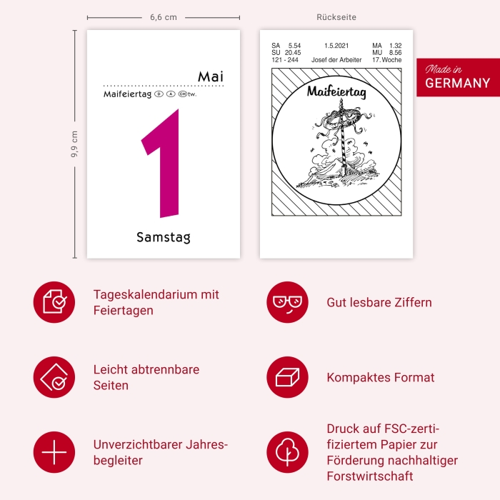 Tagesabreißkalender groß 2026