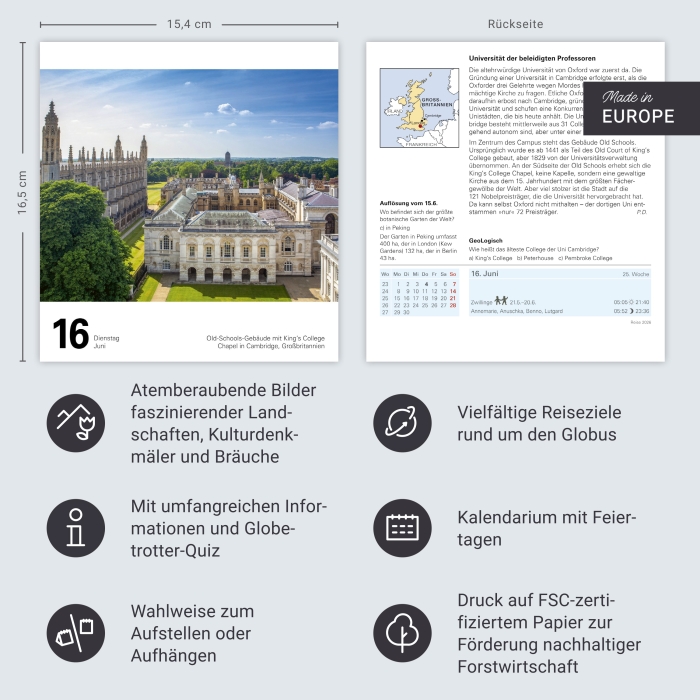 Reise Tagesabreißkalender 2026