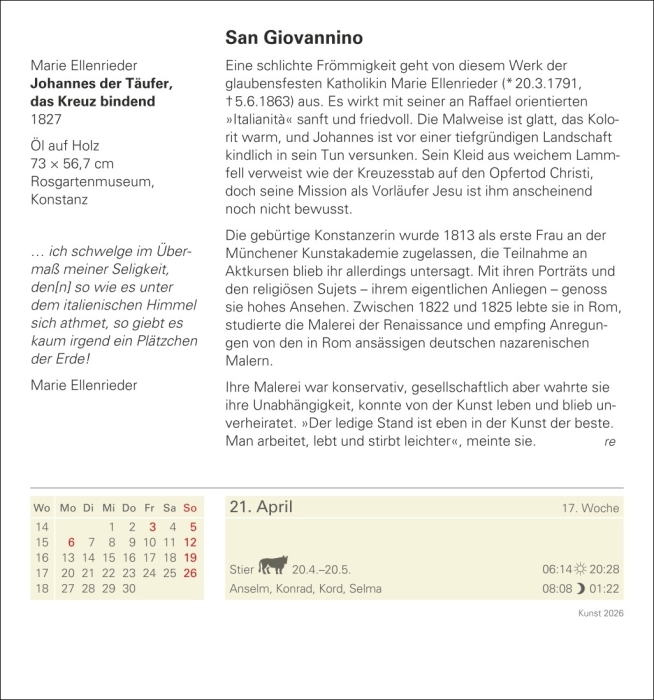 Kunst Tagesabreißkalender 2026