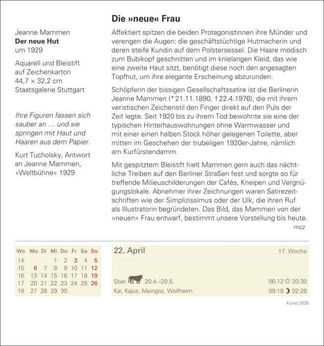 Kunst Tagesabreißkalender 2026