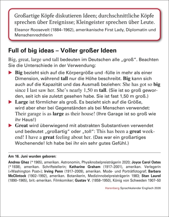 Englisch Sprachkalender 2026