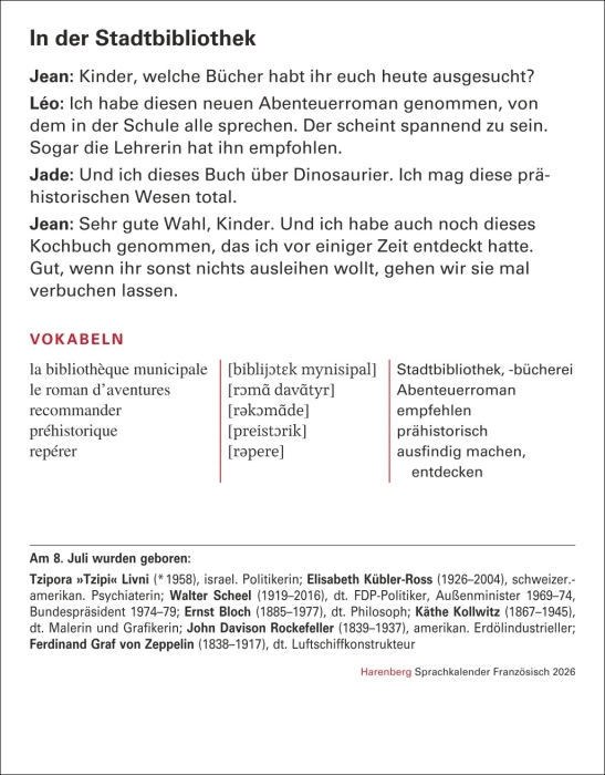 Französisch Sprachkalender 2026