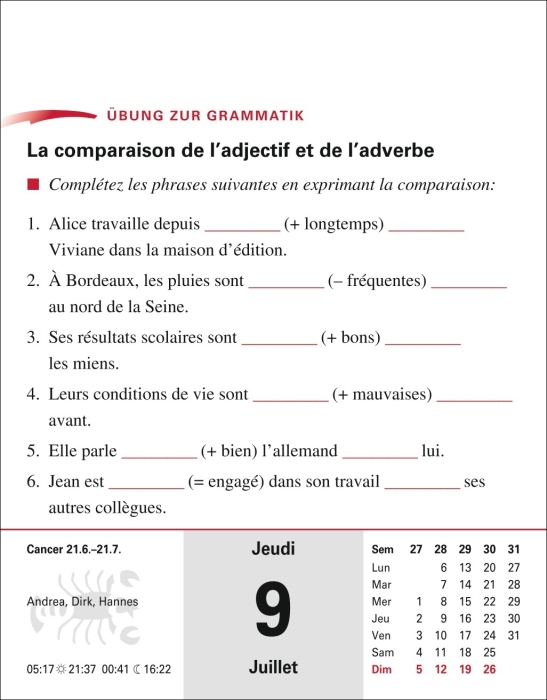 Französisch Sprachkalender 2026