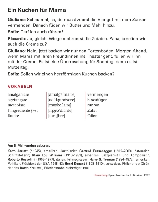 Italienisch Sprachkalender 2026